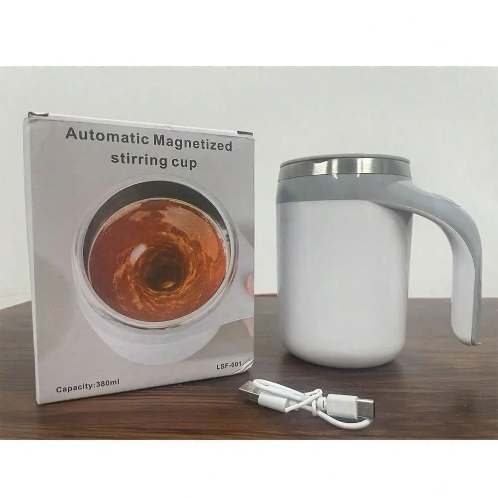 Stainless Steel SelfStirring Coffee Mug With Magnetic Mixer Rechargeable Travel Mixing Cup 5