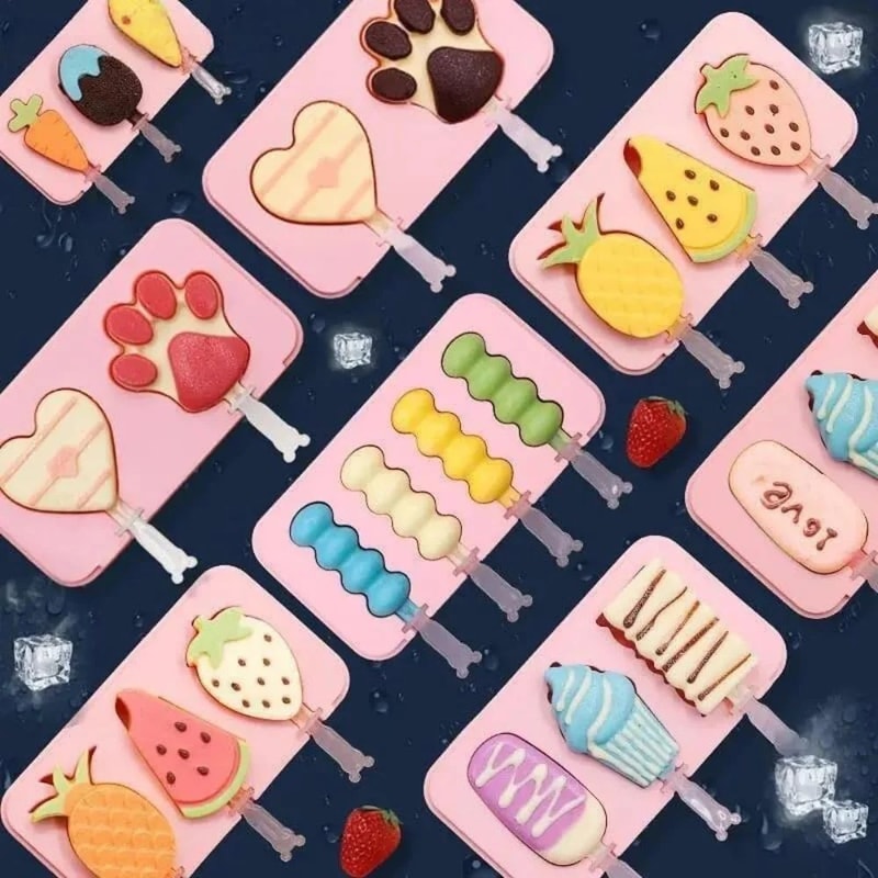 Cartoon Animal Silicone Popsicle Mold Set Mini Reusable Ice Cream Molds With Lids For DIY Frozen T 5