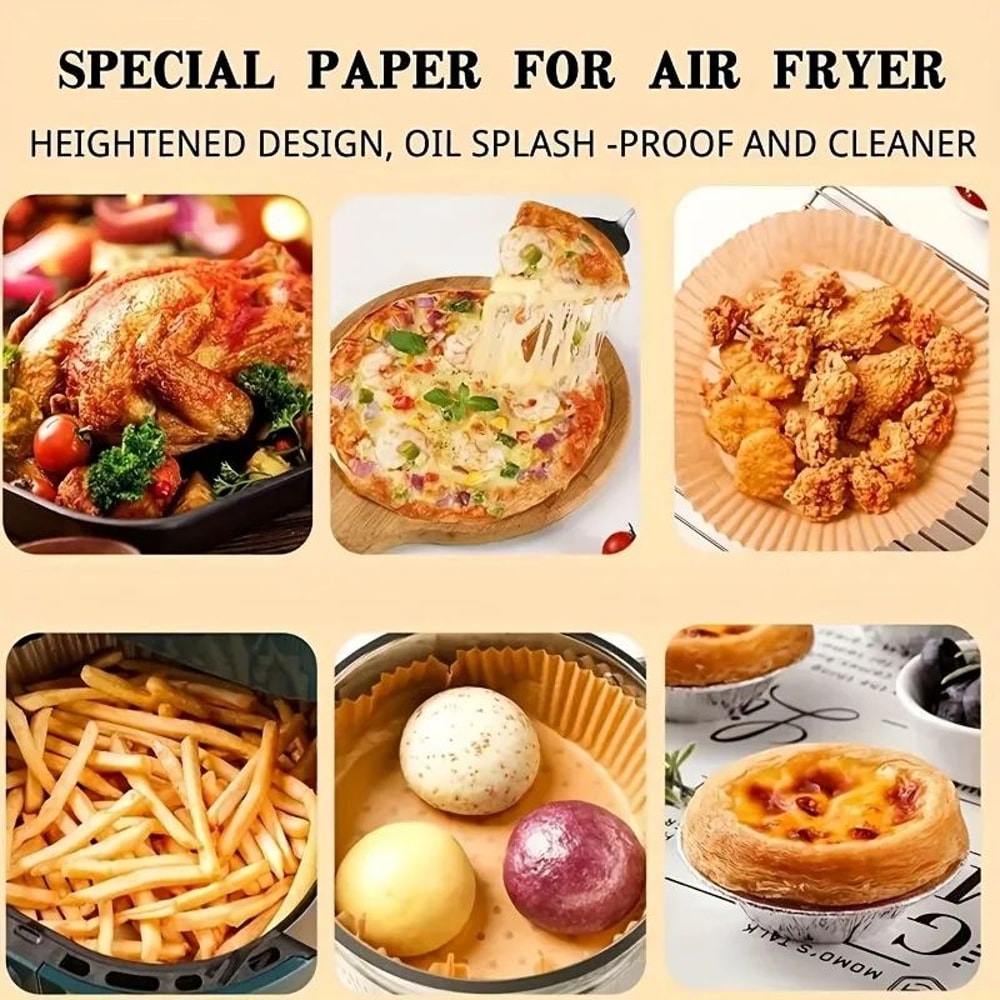 Air Fryer Paper Liners 50100PCS Air Fryer Liners For MessFree Cooking OilProof Parchment Paper Lin 2