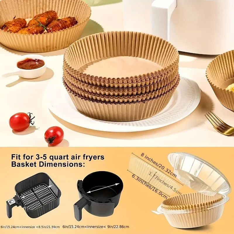 Air Fryer Paper Liners 50100PCS Air Fryer Liners For MessFree Cooking OilProof Parchment Paper Lin 5