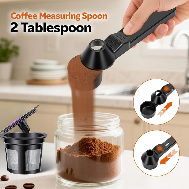 Reusable Coffee Pod Funnel Measuring Spoon Set For Refillable Pods And Powder Scooping 2