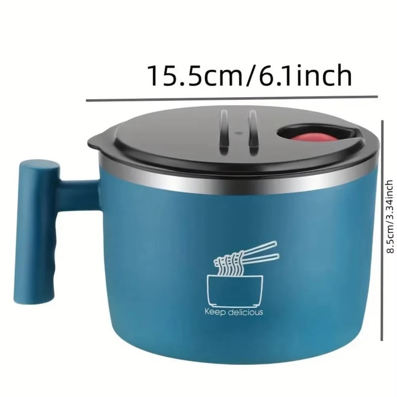 1000ml Stainless Steel Ramen Bowl With Lid Handle Insulated Noodle Bowl For Office Travel Home 3