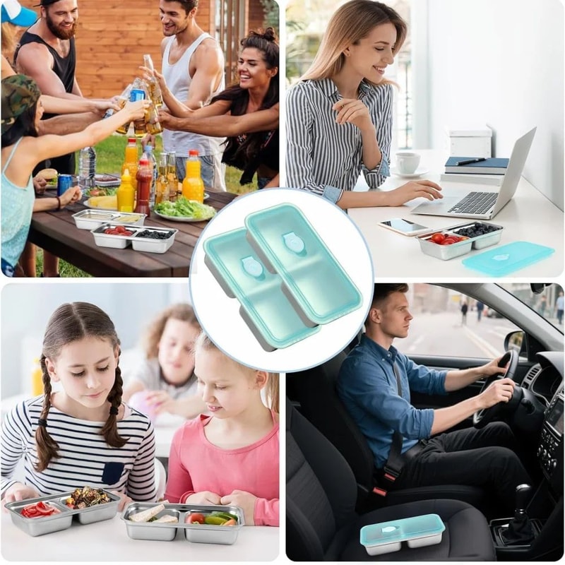 Double Layer Snack Container With Lid Stainless Steel Seasoning Box For Camping Travel 5