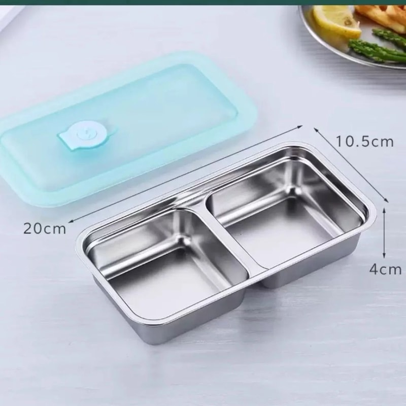 Double Layer Snack Container With Lid Stainless Steel Seasoning Box For Camping Travel 7