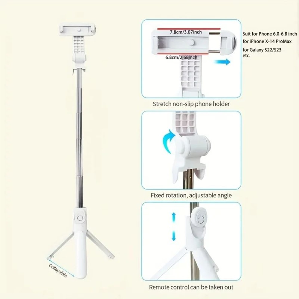 Retractable Selfie Stick Tripod With Wireless Remote Foldable Portable Phone Tripod For Travel Vl