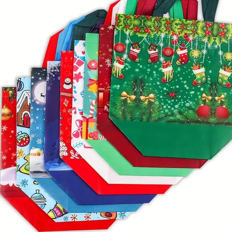 Reusable Christmas Gift Bags Set 126x98in Foldable Christmas Tote Bag With Handles For Holiday Gif 0