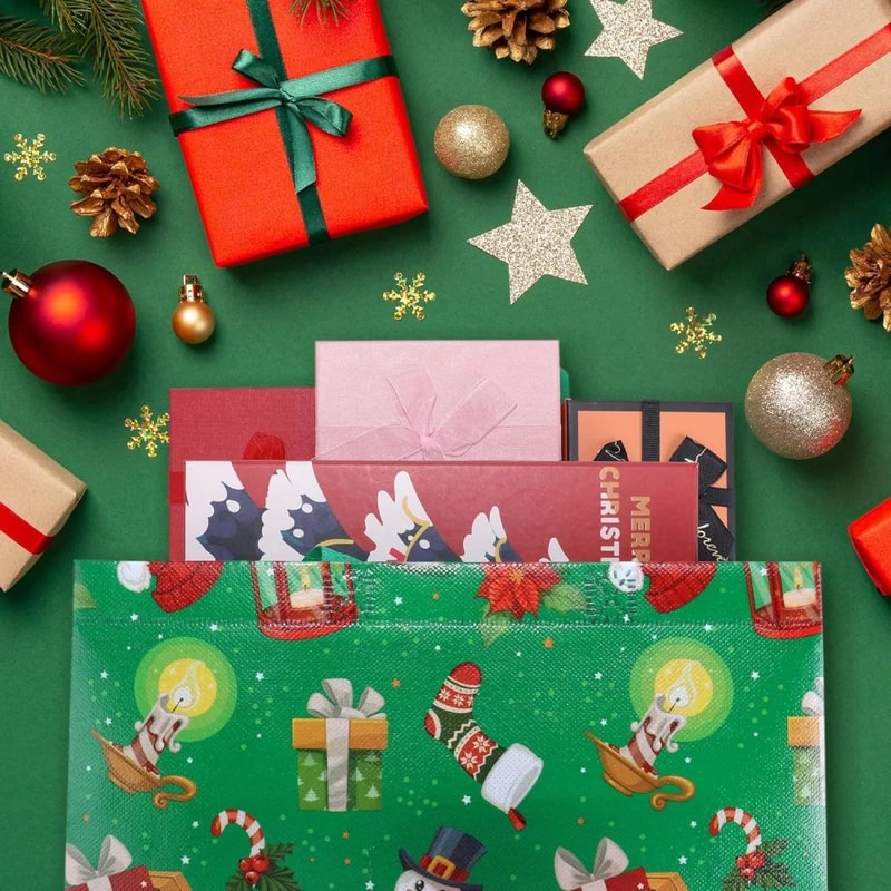Reusable Christmas Gift Bags Set 126x98in Foldable Christmas Tote Bag With Handles For Holiday Gif 2