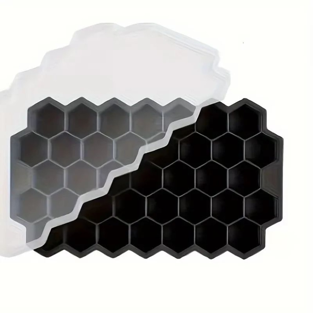Honeycomb Silicone Ice Cube Tray With Lid 37 Mini Cubes Stackable Ice Mold For Cocktails Whiskey 7