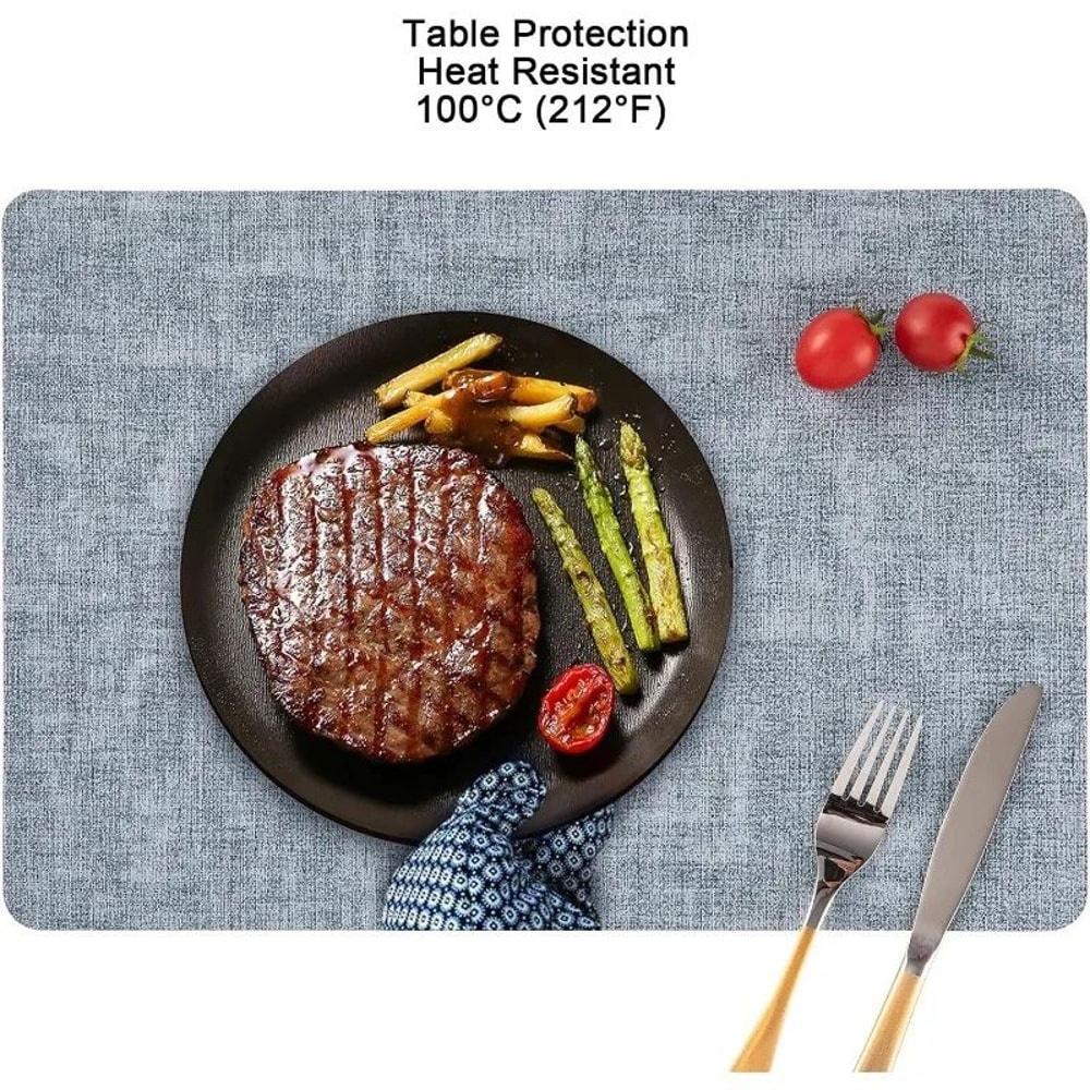 Faux Leather Placemats Set Waterproof HeatResistant NonSlip Wipeable Table Mats 2
