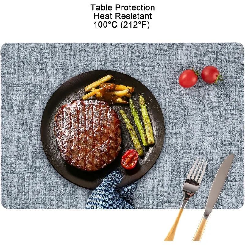 Faux Leather Placemats Set Waterproof HeatResistant NonSlip Wipeable Table Mats 2