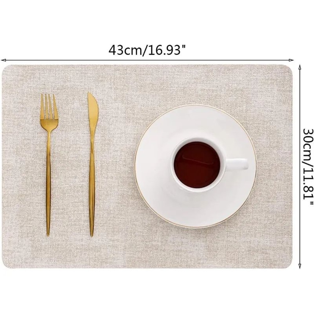 Faux Leather Placemats Set Waterproof HeatResistant NonSlip Wipeable Table Mats 5