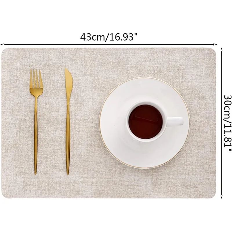 Faux Leather Placemats Set Waterproof HeatResistant NonSlip Wipeable Table Mats 5