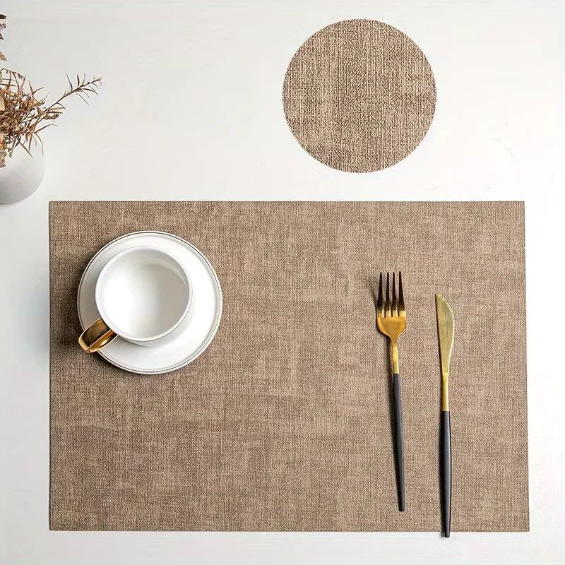 Faux Leather Placemats Set Waterproof HeatResistant NonSlip Wipeable Table Mats 9