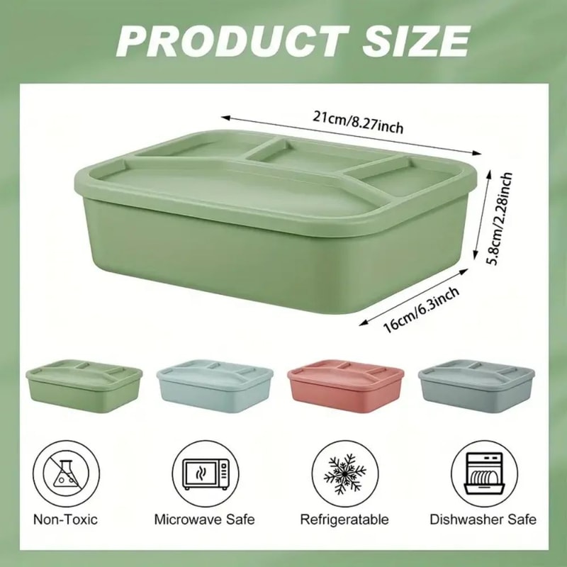 4Pack Silicone Bento Box Set LeakProof Divided Meal Prep Lunch Containers For Work Travel 1