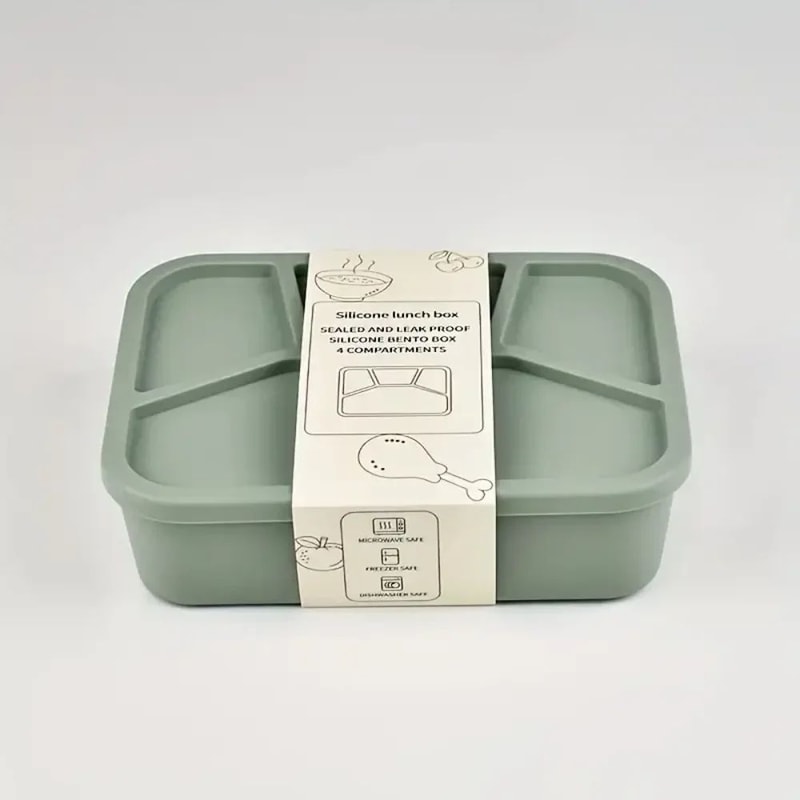 4Pack Silicone Bento Box Set LeakProof Divided Meal Prep Lunch Containers For Work Travel 8