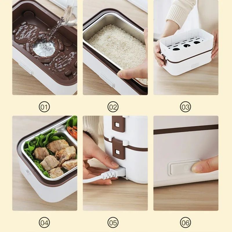 Premium Portable Electric Lunch Box Food Heater 08L DoubleLayer Stainless Steel Warmer 2