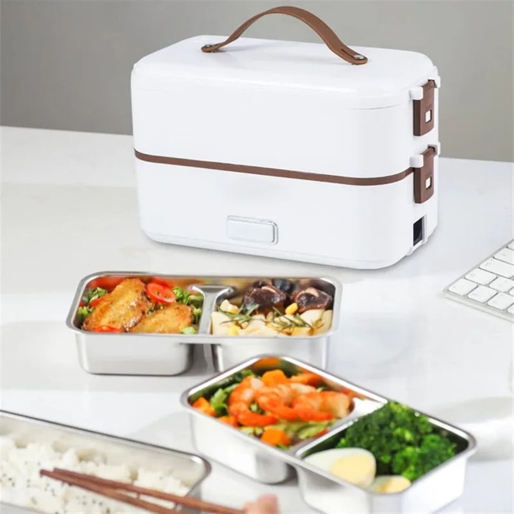 Premium Portable Electric Lunch Box Food Heater 08L DoubleLayer Stainless Steel Warmer 3