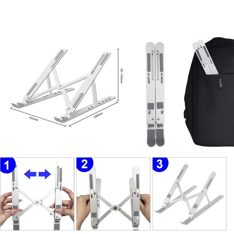 Ergonomic Adjustable Laptop Stand Foldable Portable Desktop Riser 2
