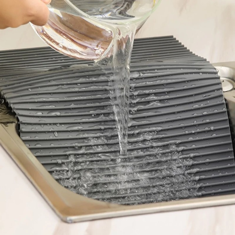 Foldable Silicone Draining Mat For Kitchen Countertops And Sink Area NonSlip QuickDry Drying Pad 2