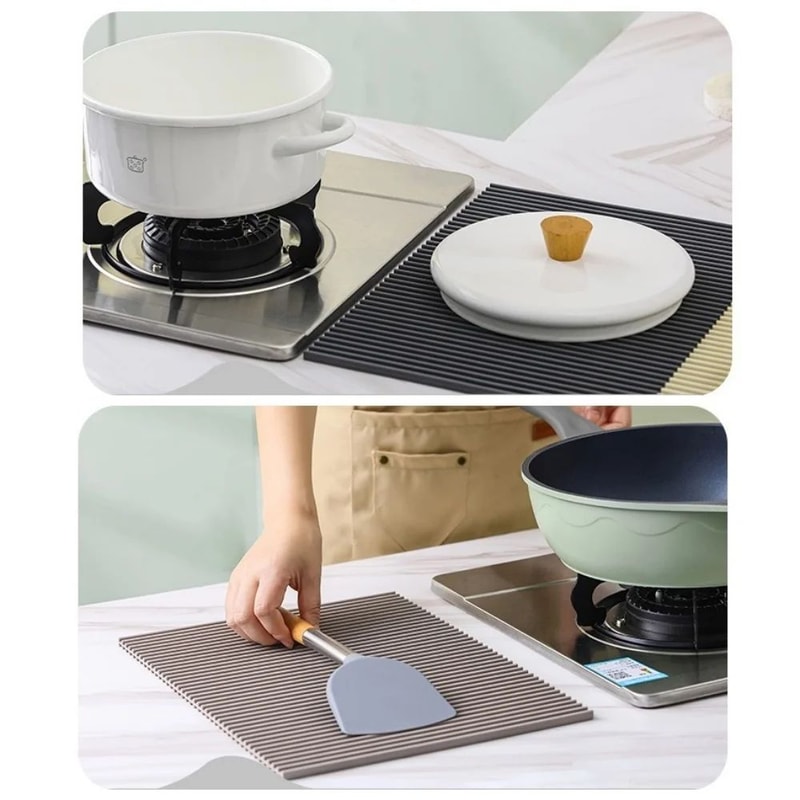 Foldable Silicone Draining Mat For Kitchen Countertops And Sink Area NonSlip QuickDry Drying Pad 4