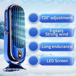 usb desktop tower fan with led display, 5-speed quiet desk fan for home office cooling