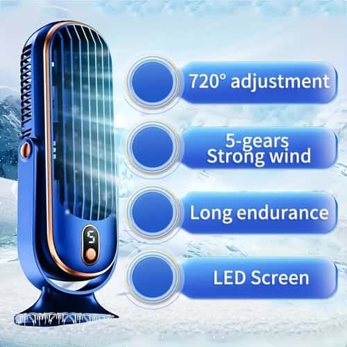 USB desktop tower fan with LED Display, 5-Speed quiet desk fan for Home Office Cooling