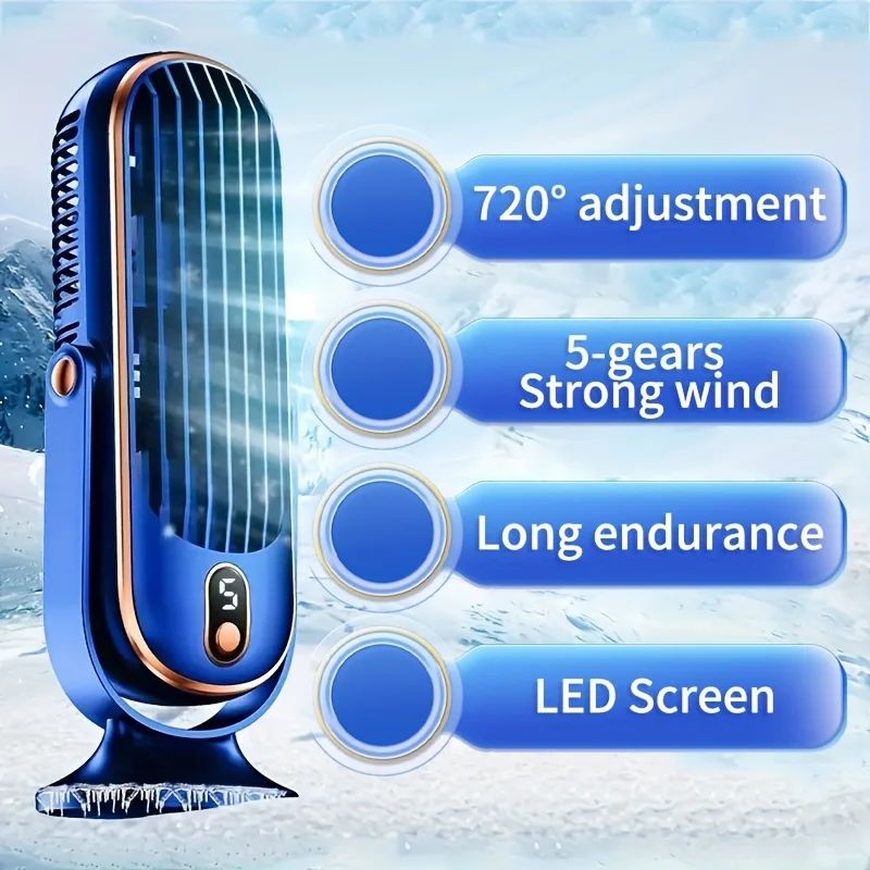 USB Desktop Tower Fan With LED Display 5Speed Quiet Desk Fan For Home Office Cooling 0