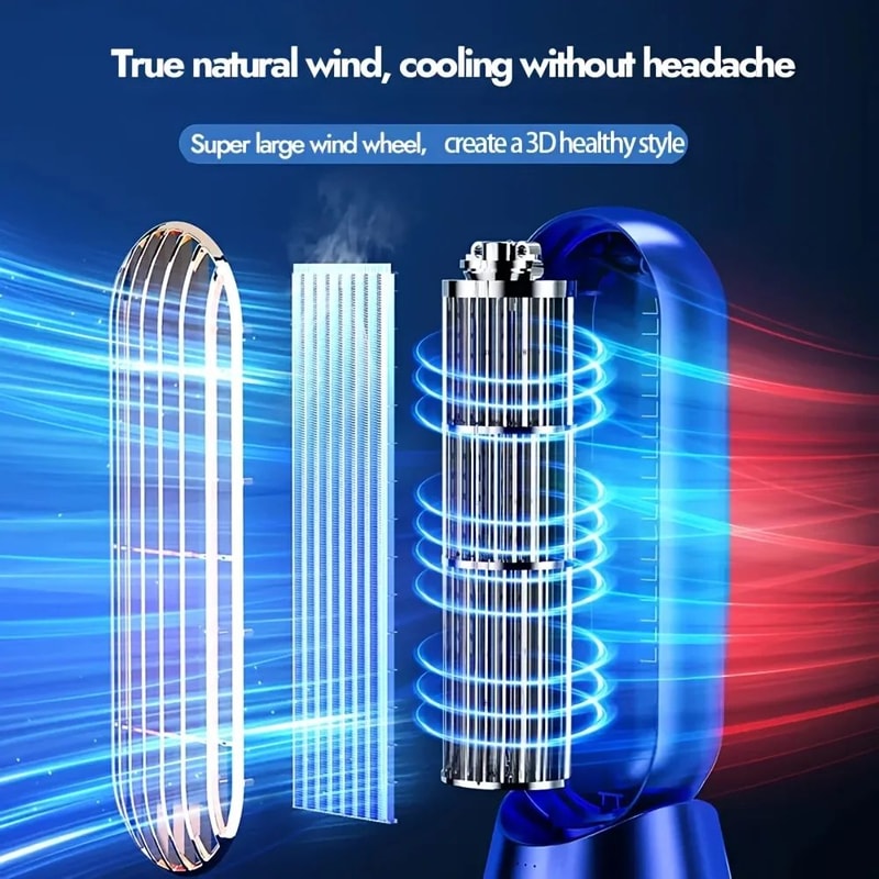 USB Desktop Tower Fan With LED Display 5Speed Quiet Desk Fan For Home Office Cooling 5