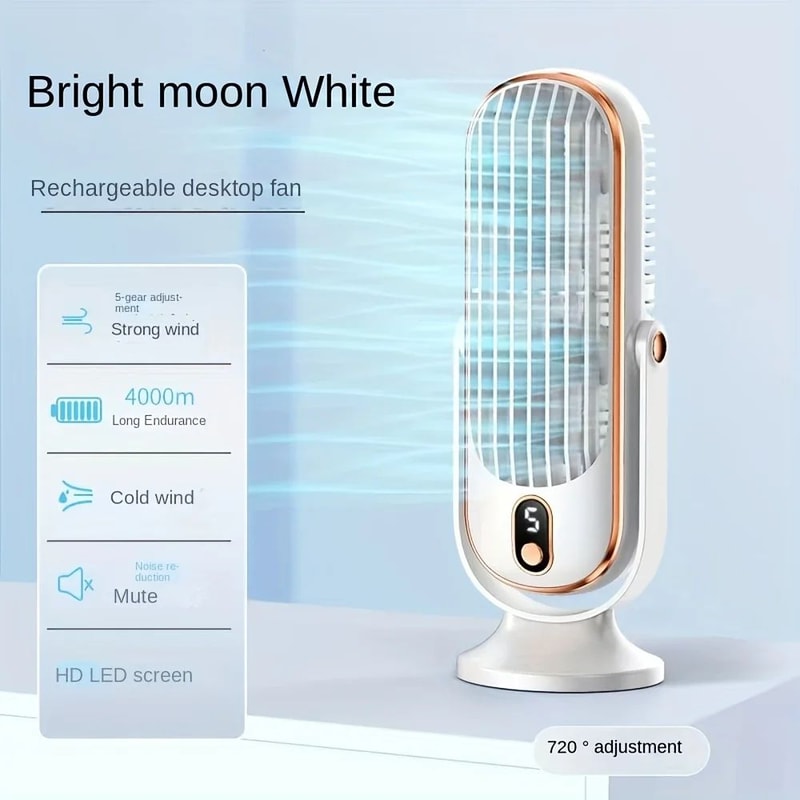 USB Desktop Tower Fan With LED Display 5Speed Quiet Desk Fan For Home Office Cooling 6
