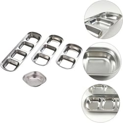 stainless steel divided dip bowls – reusable condiment tray for sauces, spices & bbq