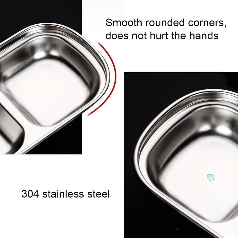 Stainless Steel Divided Dip Bowls Reusable Condiment Tray For Sauces Spices BBQ 4
