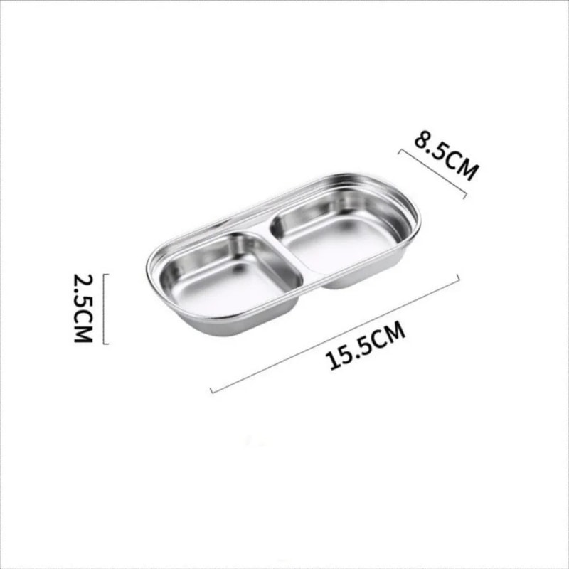 Stainless Steel Divided Dip Bowls Reusable Condiment Tray For Sauces Spices BBQ 6