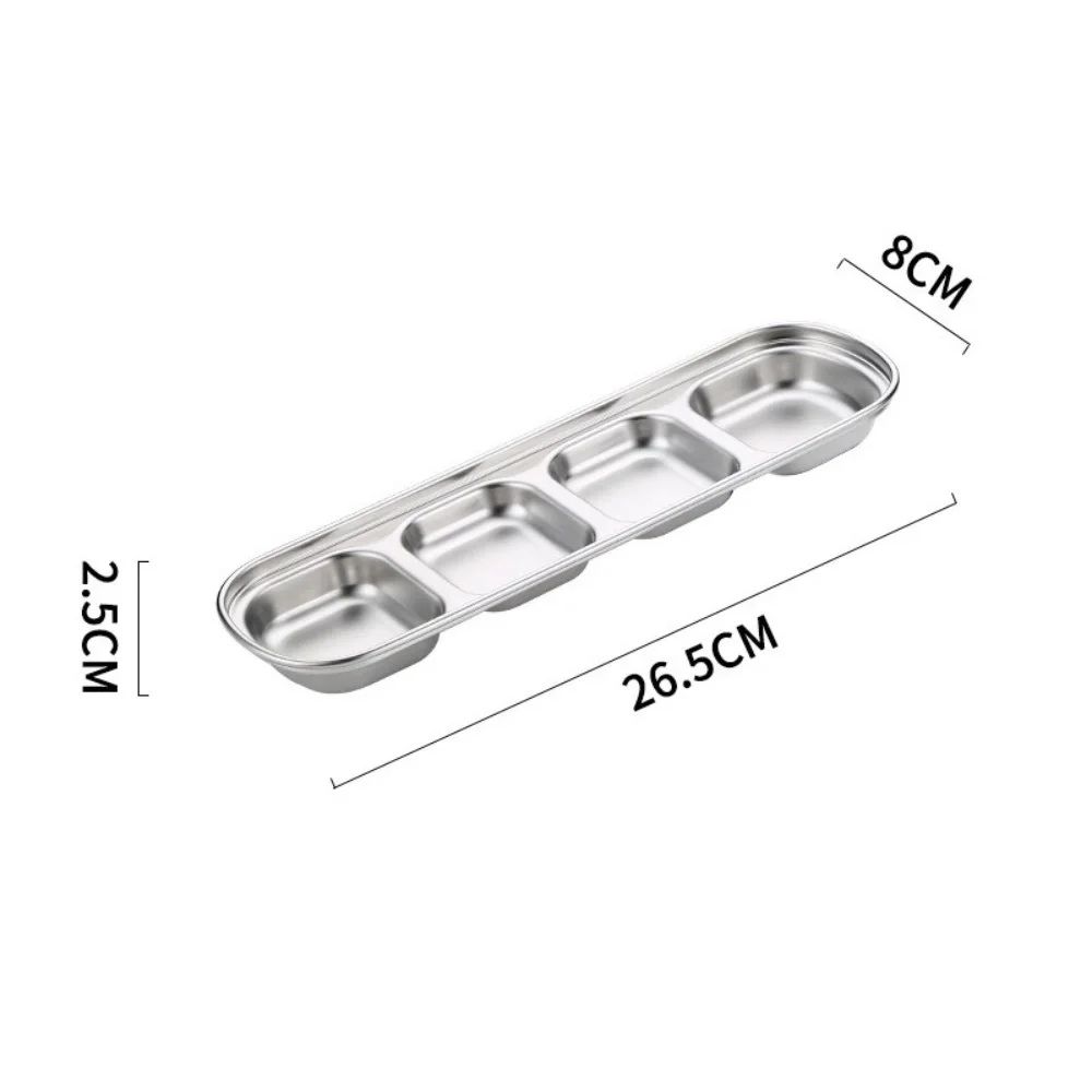 Stainless Steel Divided Dip Bowls Reusable Condiment Tray For Sauces Spices BBQ 8