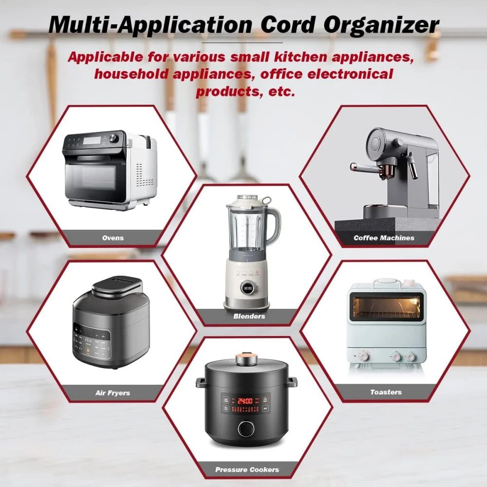 Universal Kitchen Appliance Cord Organizer Clips HeatResistant Wire Straightener Fixer 3Pack 4