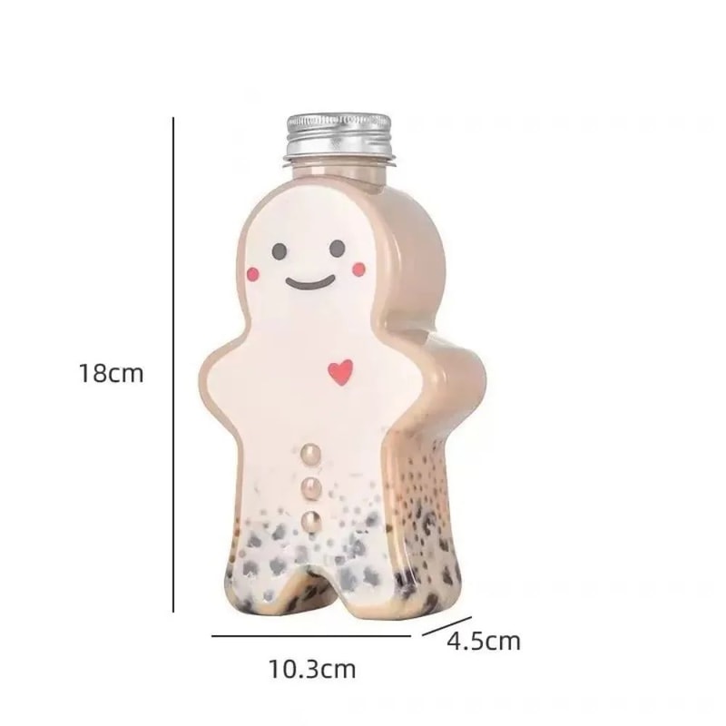 Gingerbread Shaped Reusable Drink Bottle 500ml Cute Holiday Beverage Container 1