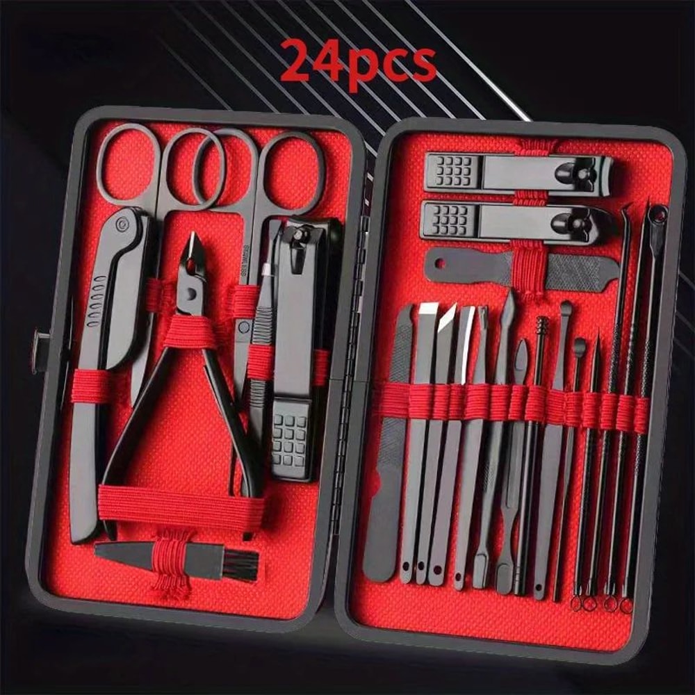 Professional Precision Manicure Pedicure Grooming Kit 24Piece Nail Care Set With Travel Case 4