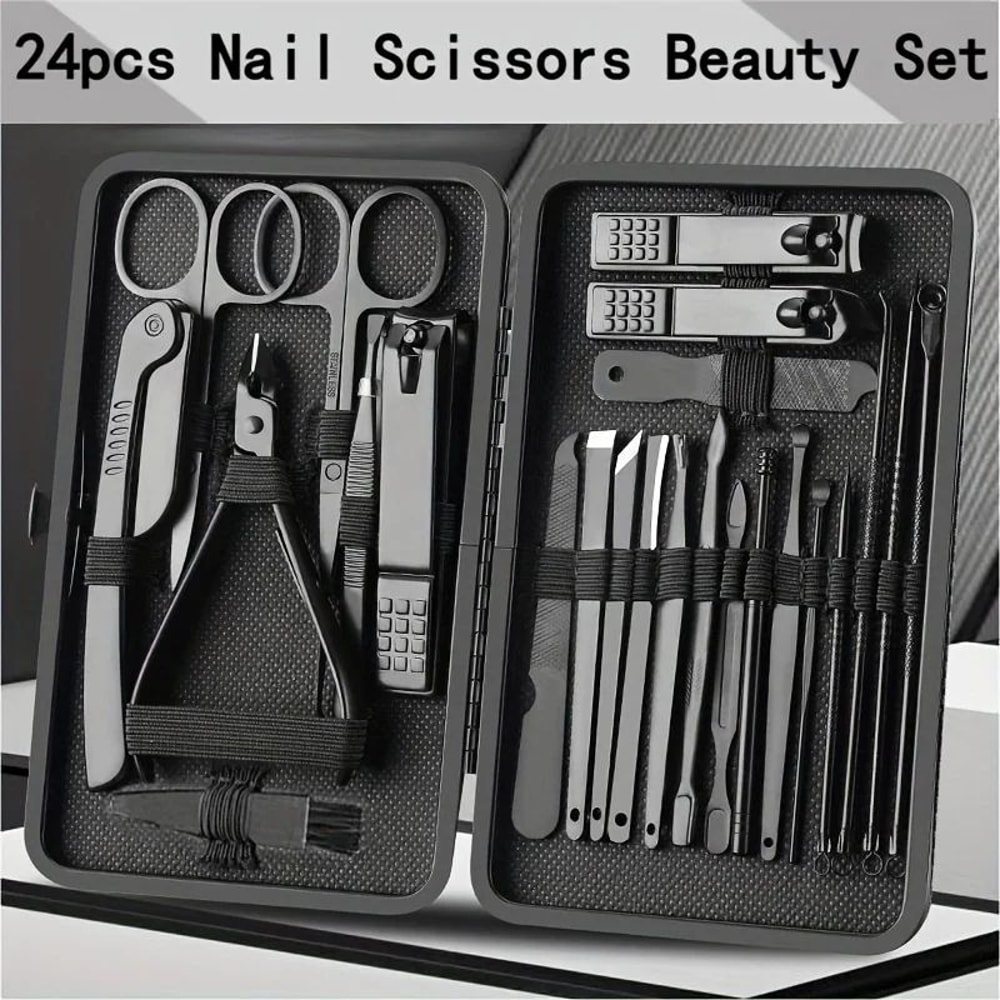 Professional Precision Manicure Pedicure Grooming Kit 24Piece Nail Care Set With Travel Case 5