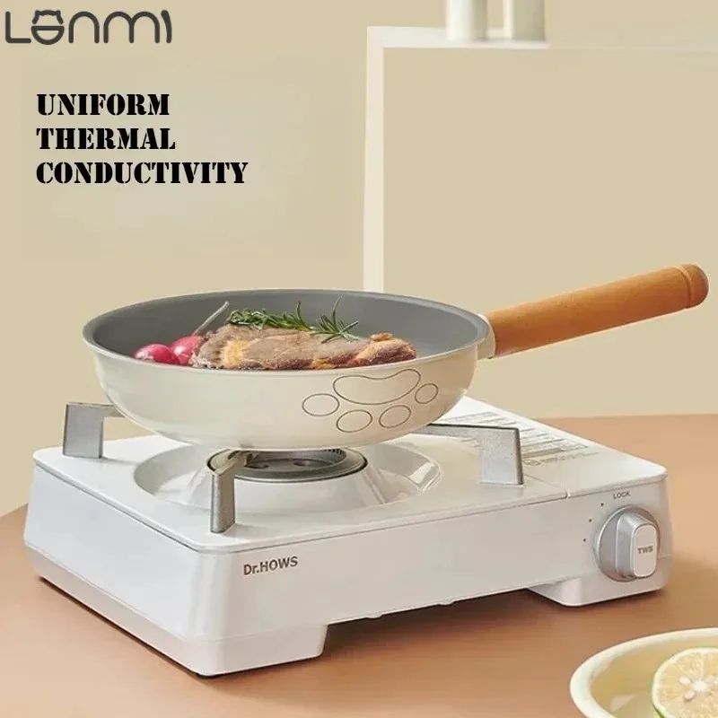 LANMI 24cm Ceramic Titanium Nonstick Frying Pan LowSmoke FlatBottom Skillet For Eggs Steak 3