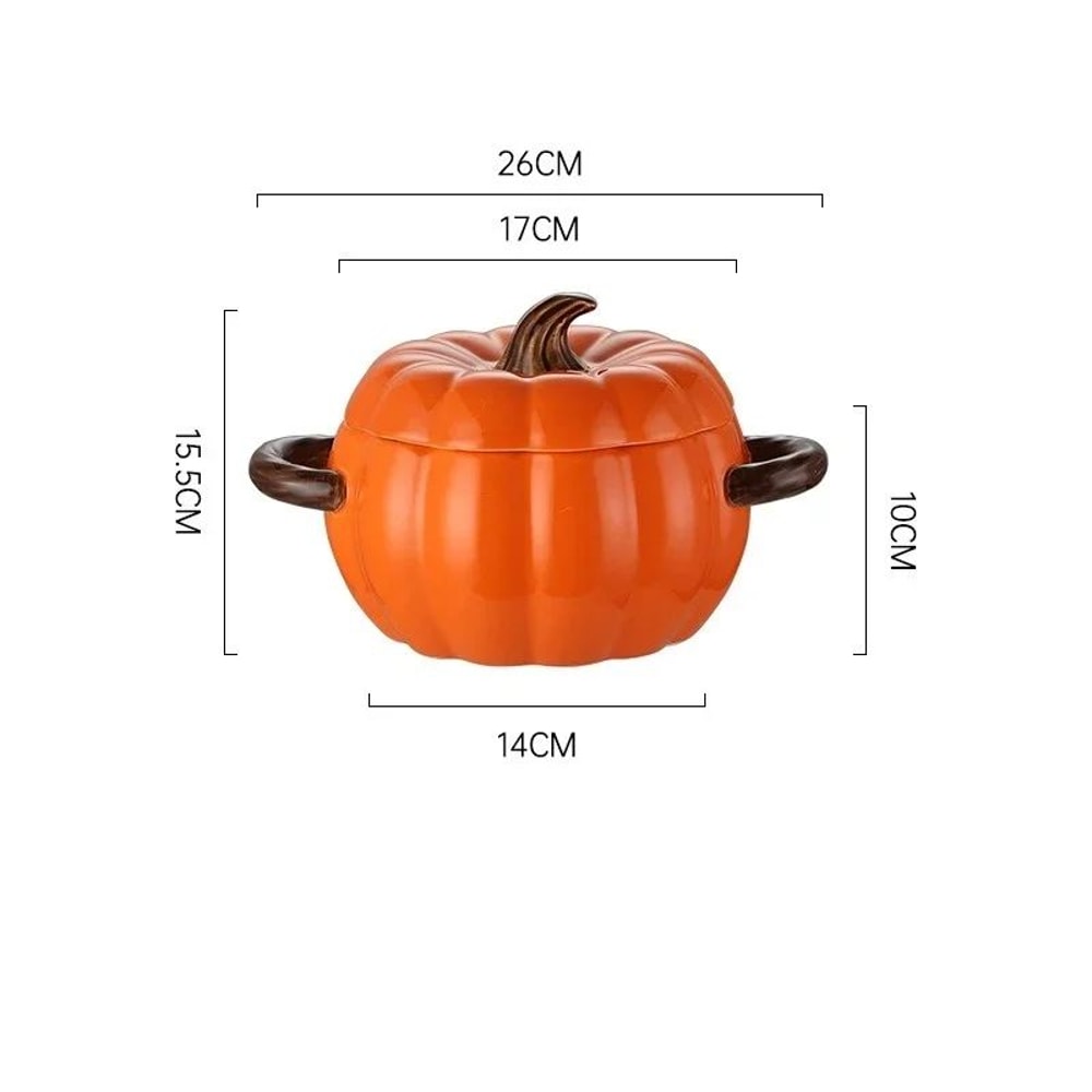 Ceramic Pumpkin Soup Pot With Lid Creative Halloween Soup Noodle Bowl 5