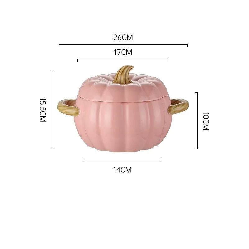 Ceramic Pumpkin Soup Pot With Lid Creative Halloween Soup Noodle Bowl 7