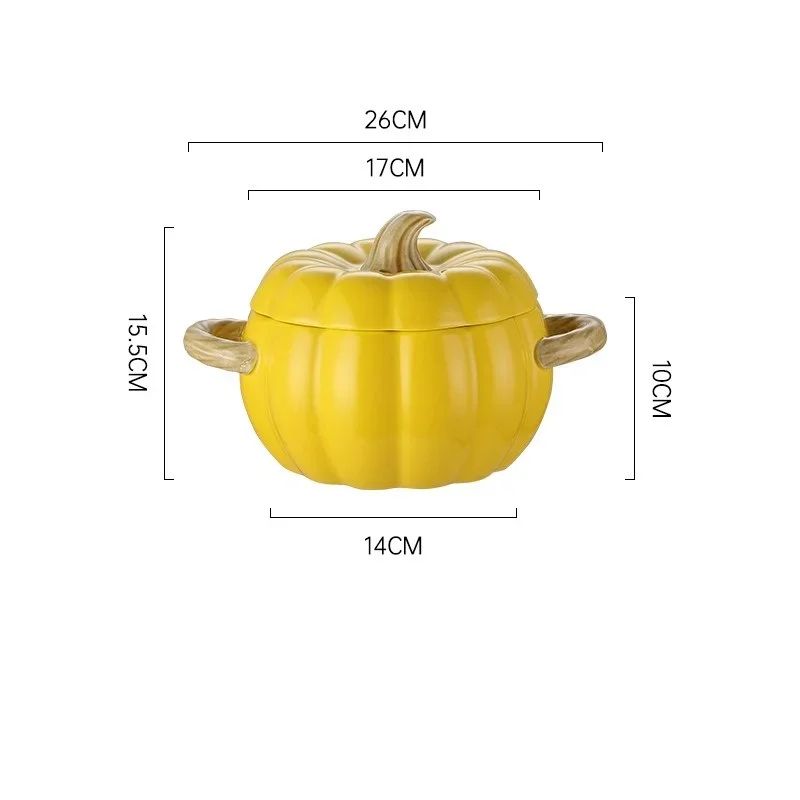 Ceramic Pumpkin Soup Pot With Lid Creative Halloween Soup Noodle Bowl 8