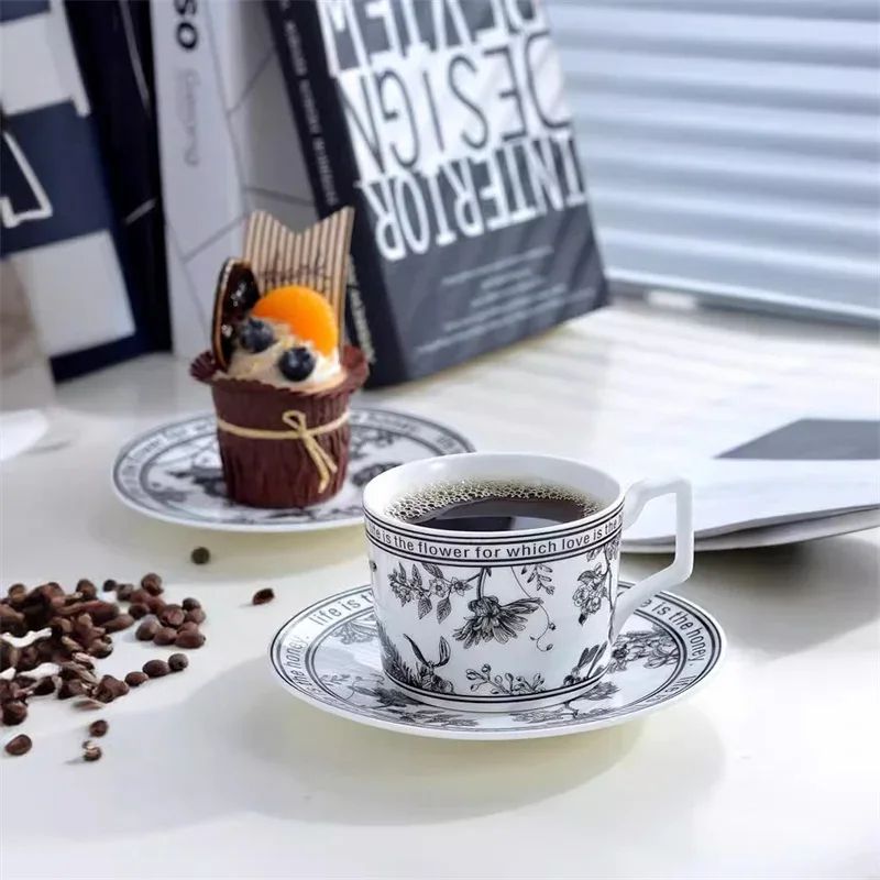 Vintage Floral Bird Ceramic Tea Cup Saucer Set 200 Ml With Dessert Tray Elegant Vintage Tea Cup S 1