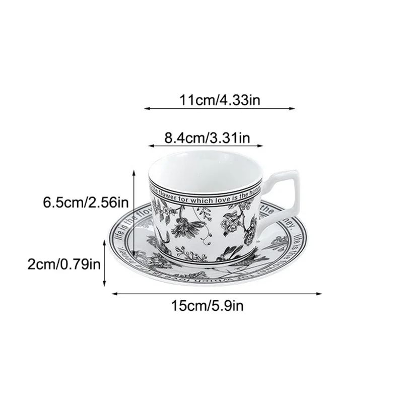 Vintage Floral Bird Ceramic Tea Cup Saucer Set 200 Ml With Dessert Tray Elegant Vintage Tea Cup S 5