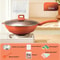 Giyoca TitaniumGold Nonstick Wok Pan With Composite Bottom Glass Lid Premium Everyday Frying Skil 7