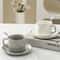 European Style Ceramic Coffee Cup Saucer Set 230ml With Spoon Elegant Solid Color Tea Milk Mug 2