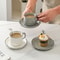 European Style Ceramic Coffee Cup Saucer Set 230ml With Spoon Elegant Solid Color Tea Milk Mug 5