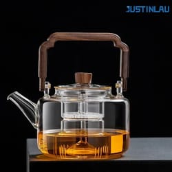 heat-resistant glass teapot with infuser – integrated steaming & boiling kettle for home and office