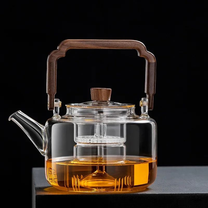 HeatResistant Glass Teapot With Infuser Integrated Steaming Boiling Kettle For Home And Office 6