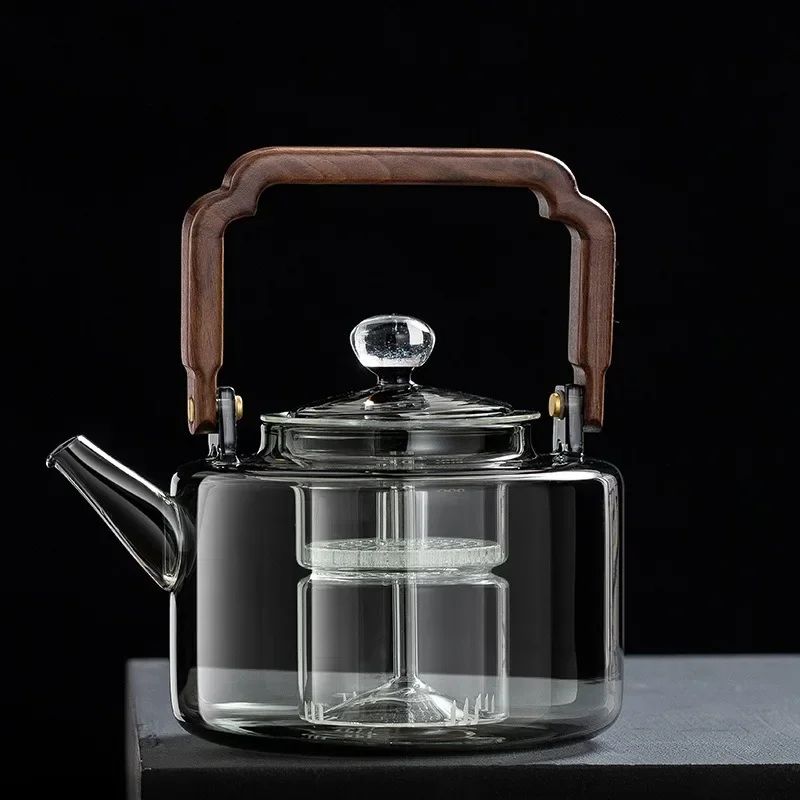 HeatResistant Glass Teapot With Infuser Integrated Steaming Boiling Kettle For Home And Office 7