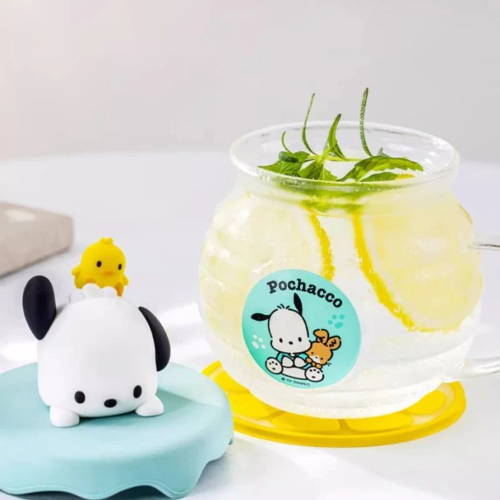 Sanrio Hello Kitty Kuromi HoneyCan Shaped 420ML Glass Cup With Silicone Lid Cute Kids Water Drin 2